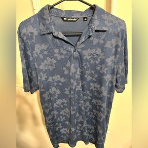 Travis Matthew Gray Blue Floral POLO SHIRT L